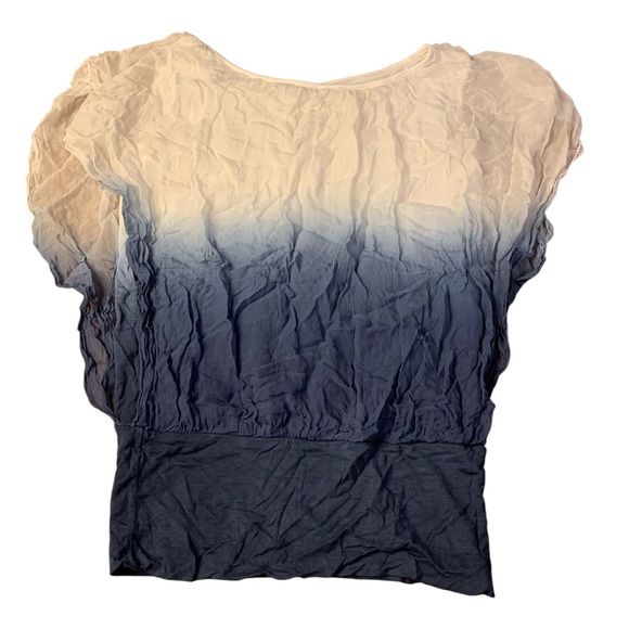 Giusy Tops - GIUSY Made in Italy Silk Ombre Blouse - Blue & White - Size S